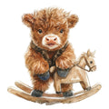 Cute Western Highland Cow Fabric Panel 2