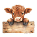 Cute Western Highland Cow Fabric Panel 24