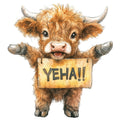 Cute Western Highland Cow Fabric Panel 3