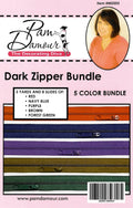 Dark 5 colors, 3 yards of Reversible Coil Zipper Tape with 8 Slides