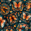Dark Teal Butterflies Harvest Hollow 44"/45" Cotton Fabric per yard