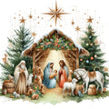 Detailed Christmas Nativity Scene Fabric Panel 11