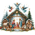 Detailed Christmas Nativity Scene Fabric Panel 18