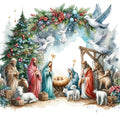 Detailed Christmas Nativity Scene Fabric Panel 21