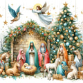 Detailed Christmas Nativity Scene Fabric Panel 23