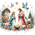 Detailed Christmas Nativity Scene Fabric Panel 25
