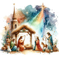 Detailed Christmas Nativity Scene Fabric Panel 27