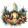 Detailed Christmas Nativity Scene Fabric Panel 6