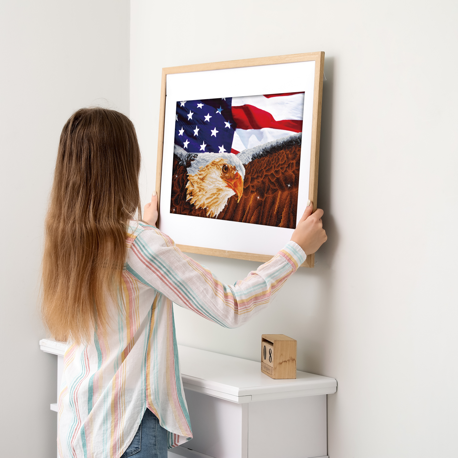 Diamond Dotz Bald Eagle & Flag - 28.0" x 22.0"
