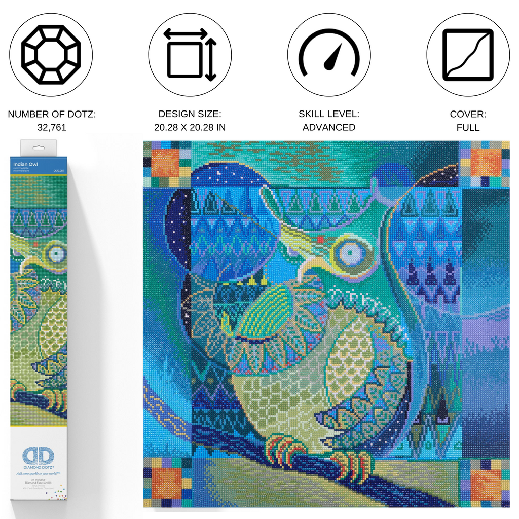 Diamond Dotz Indian Owl - 20.3" x 20.3"
