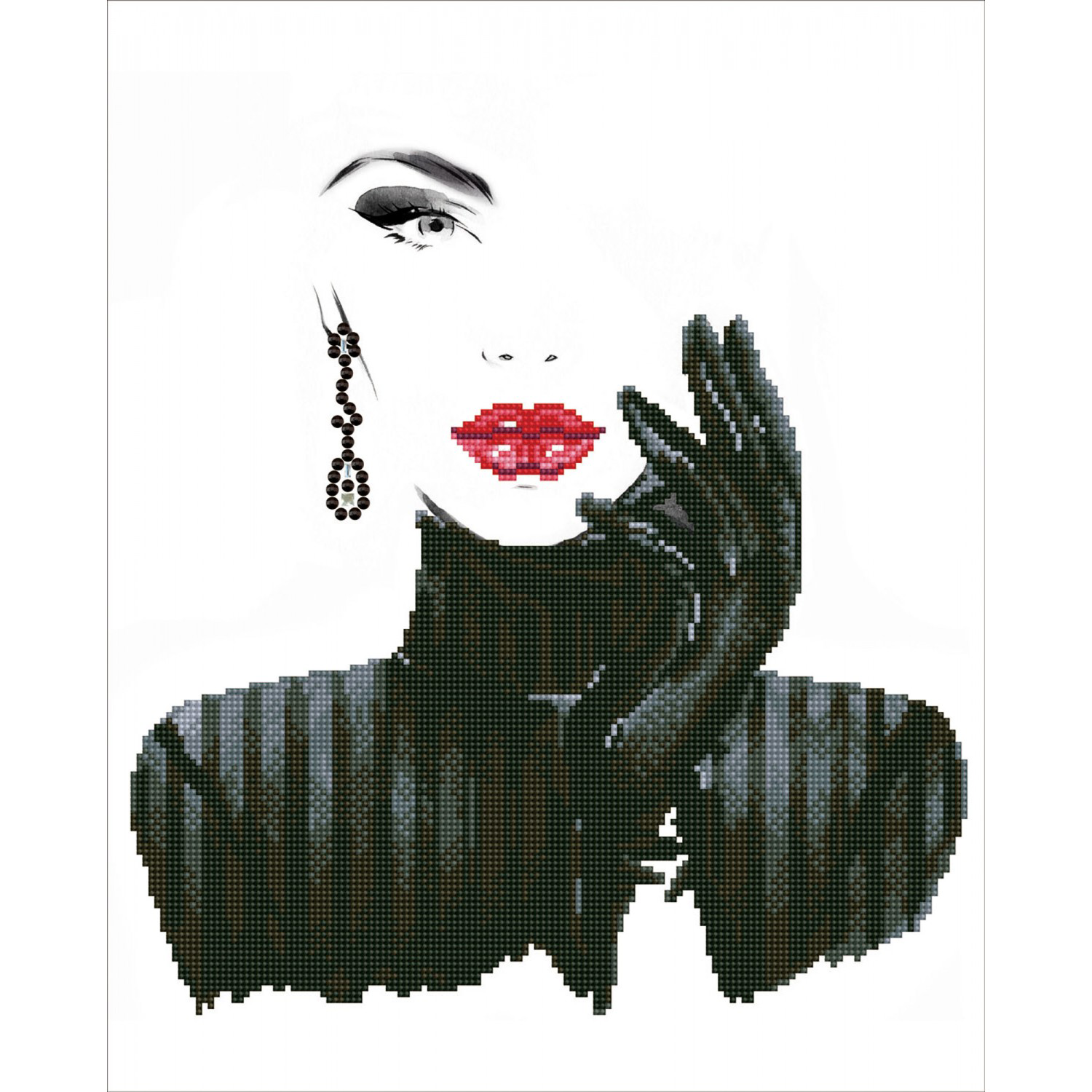 Diamond Dotz Lady in Black - 16.5" x 20.5"