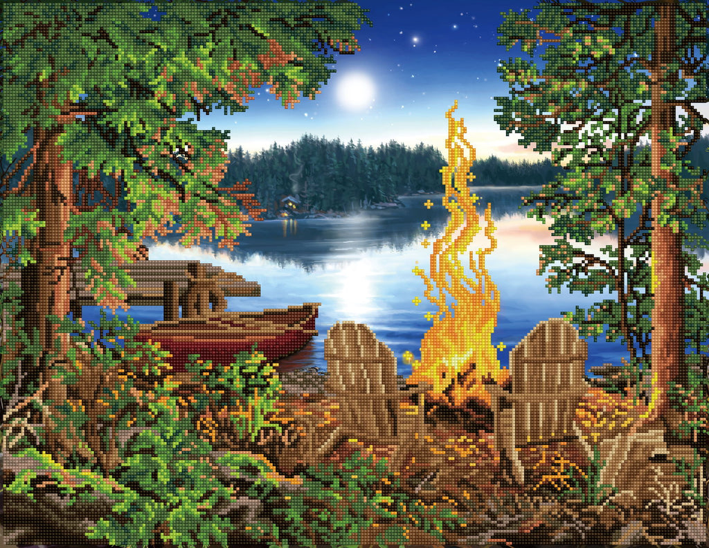 Diamond Dotz Lakeside Red Canoe - 26.0" x 20.1"
