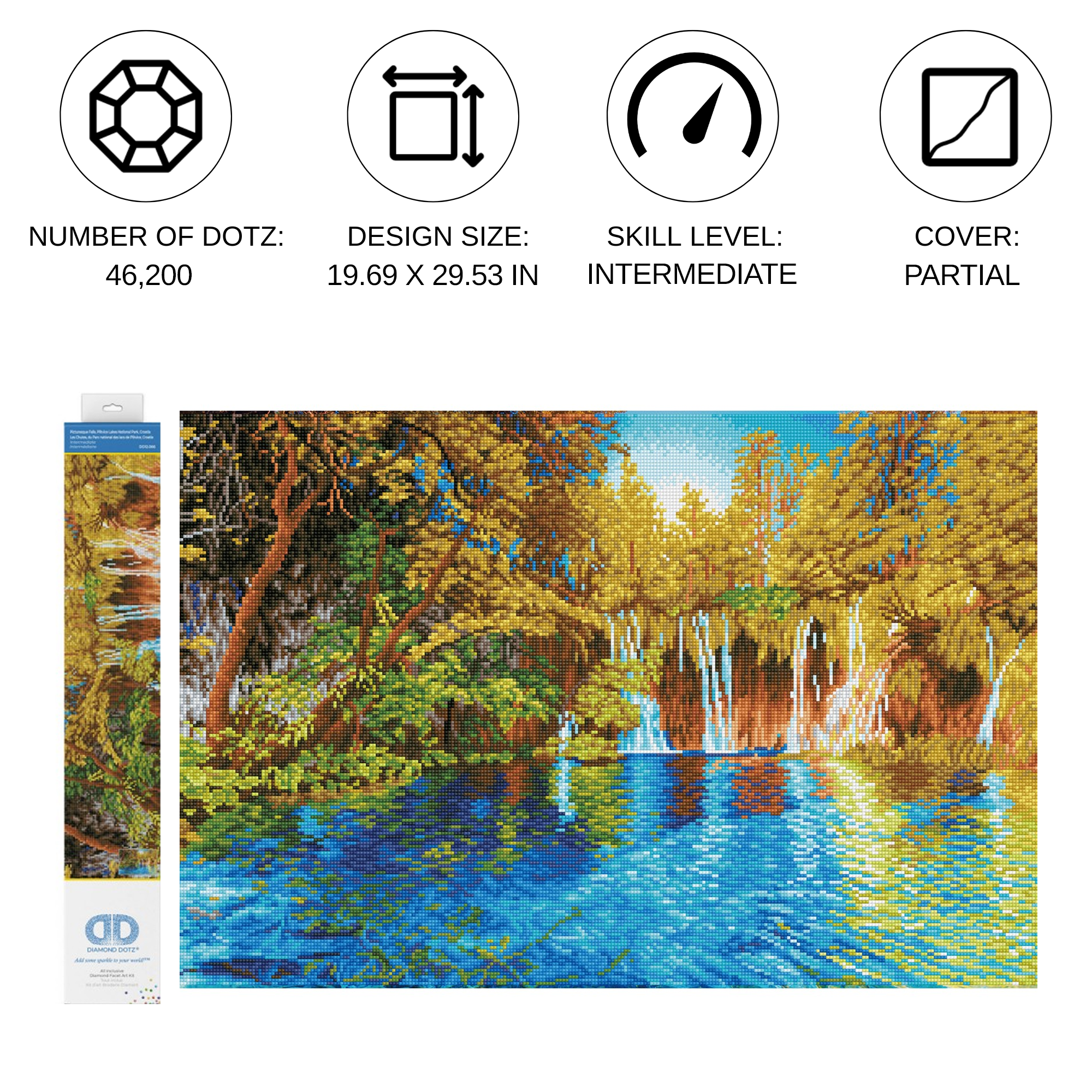 Diamond Dotz Picturesque Falls Plitvice Lakes National Park - 29.5" x 19.7"