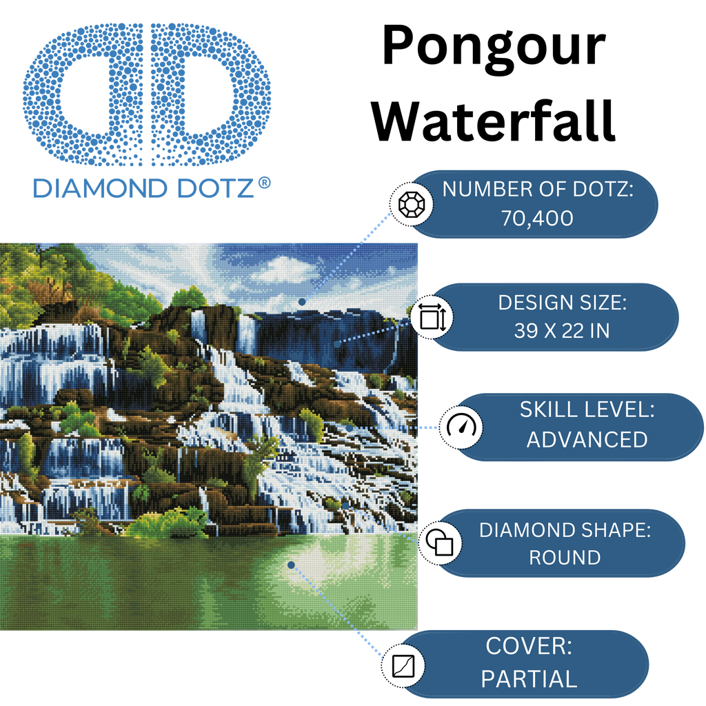 Diamond Dotz Pongour Waterfall - 22.4" x 39.8"