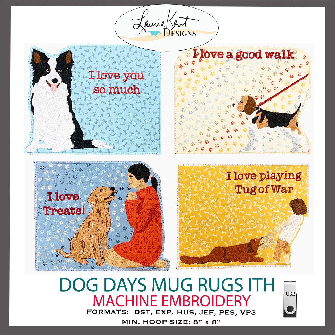 Dog Days Mug Rugs ITH-Embroidery