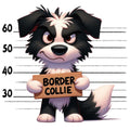 Doggie Mugshots Border Collie Fabric Panel