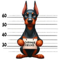 Doggie Mugshots Doberman Pinscher Fabric Panel