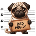 Doggie Mugshots Pug Fabric Panel