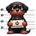 Doggie Mugshots Rottweiler Fabric Panel
