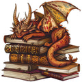 Dragon Sleeping on Books Fabric Panel 8