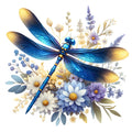 Dragonfly Flower Fabric Panel 1