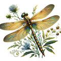 Dragonfly Flower Fabric Panel 10