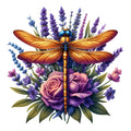 Dragonfly Flower Fabric Panel 3