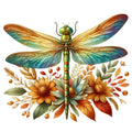 Dragonfly Flower Fabric Panel 5