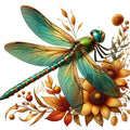 Dragonfly Flower Fabric Panel 8