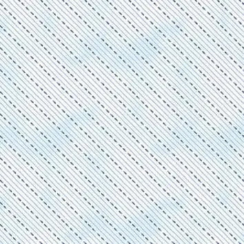 Dreaming in Blue - Dashed Stripes - White 44" / 45" Fabric Per Yard