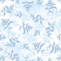 Dreaming in Blue - Fern Toss - White 44" / 45" Fabric Per Yard