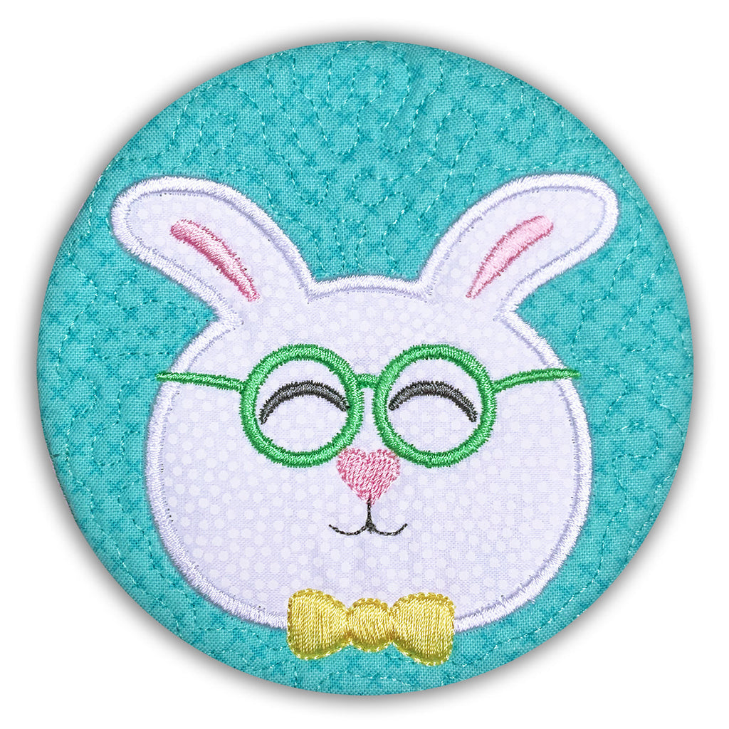 Easter Bunny Coasters In the Hoop Embroidery Design Collection