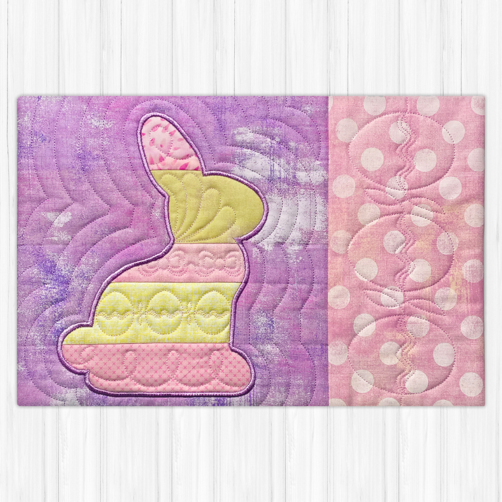Easter Bunny Mug Rugs & Placemats In the Hoop Machine Embroidery Design Set Pickle Pie Designs