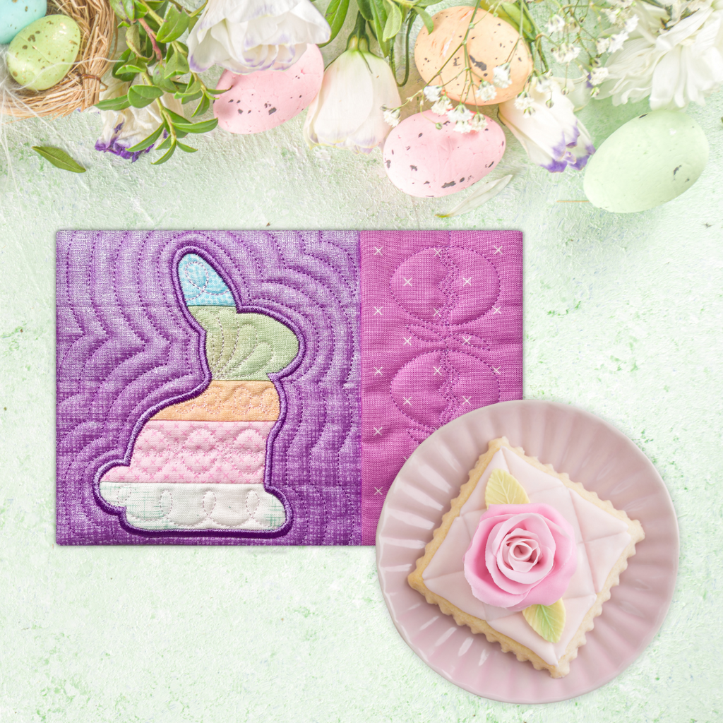 Easter Bunny Mug Rugs & Placemats In the Hoop Machine Embroidery Design Set Pickle Pie Designs