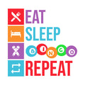 Eat Sleep Bingo Fabric Panel 1