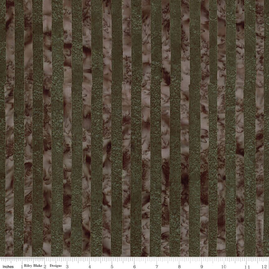 Elementals Batiks - Get in Line - Dark Vintage Green 44"/45" Fabric Per Yard