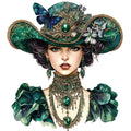 Emerald Victorian Lady Fabric Panel 11