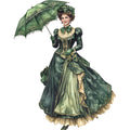 Emerald Victorian Lady Fabric Panel 26