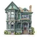 Emerald Victorian Lady Fabric Panel 35