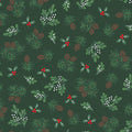 Evergreen Metallic Green Merry Mix 43"/44" Cotton Fabric Per Yard