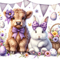 Fancy Highland Cows Fabric Panel 7