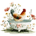 Farmhouse Chicken Decor Fabric Panel 37