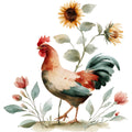 Farmhouse Chicken Decor Fabric Panel 58
