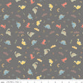 Flannel Dinos - Main - Gray 44"/45" Cotton Flannel Fabric per yard