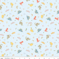 Flannel Dinos - Main - Sky 44"/45" Cotton Flannel Fabric per yard