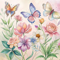 Floral Butterflies Scene Fabric Panel 14