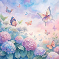 Floral Butterflies Scene Fabric Panel 15