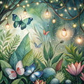 Floral Butterflies Scene Fabric Panel 20