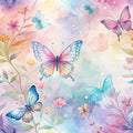 Floral Butterflies Scene Fabric Panel 4