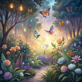 Floral Butterflies Scene Fabric Panel 8